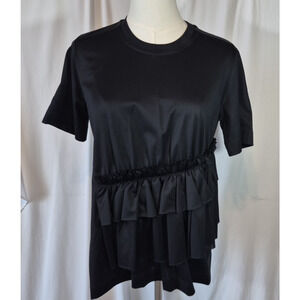 Marques' Almeida Paneled Gathered Top Shirt Blouse Black Womens XS